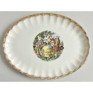 Vintage W.S. George Collector Platter Colonial Couple 22KT Gold Trim Bolero